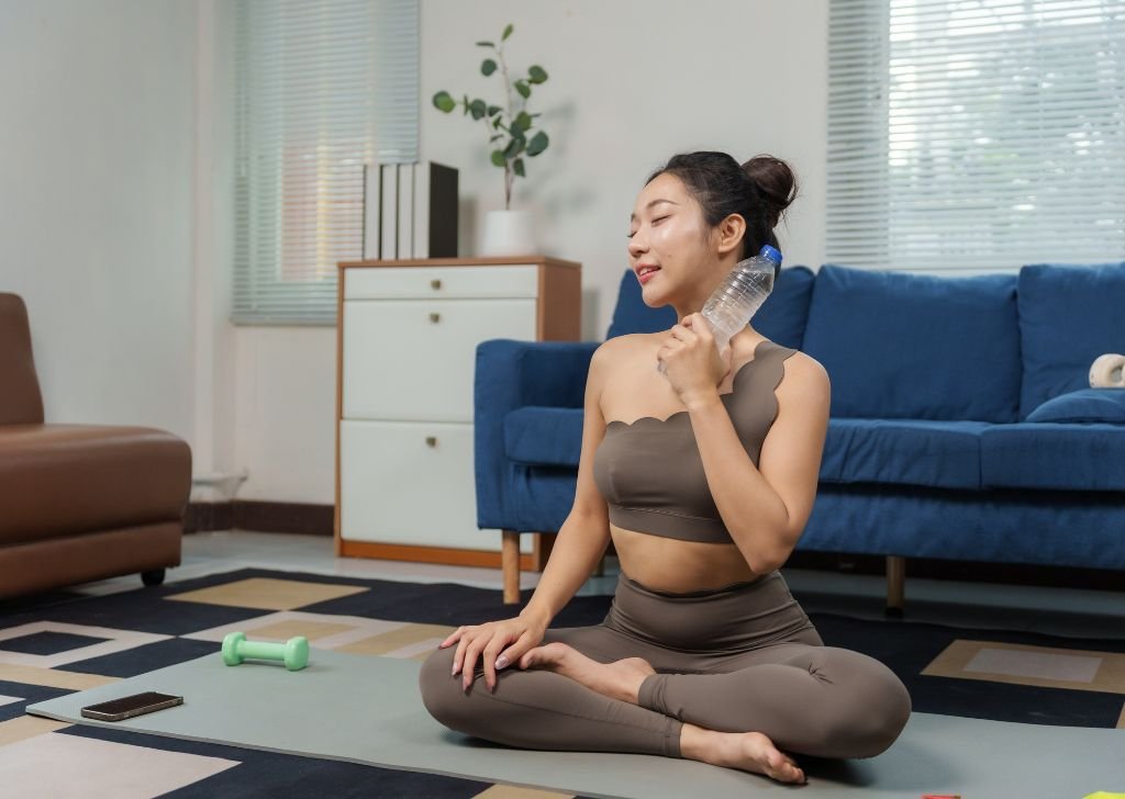 A scoliosis patient performing breathing exercises.