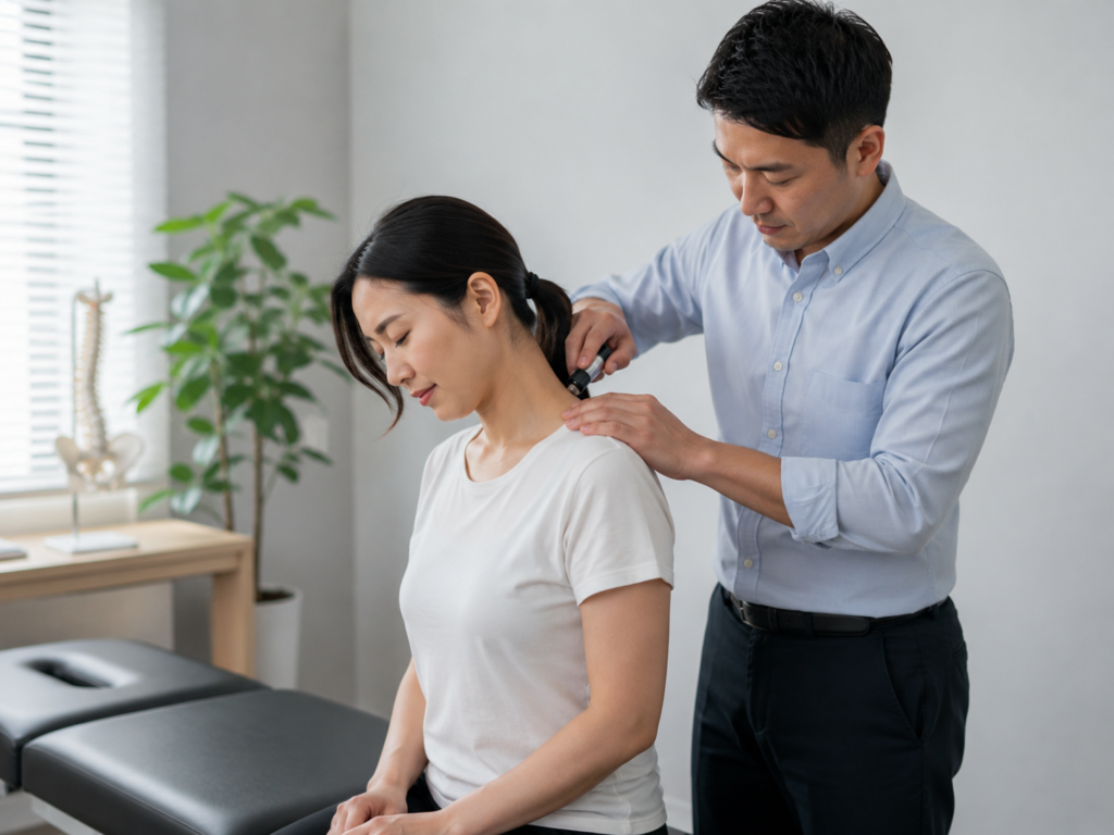 Neck Pain & Headaches: The Complete KL Guide (Tech Neck Edition) 3 Chiropractor using a gentle Activator Method treatment for neck pain